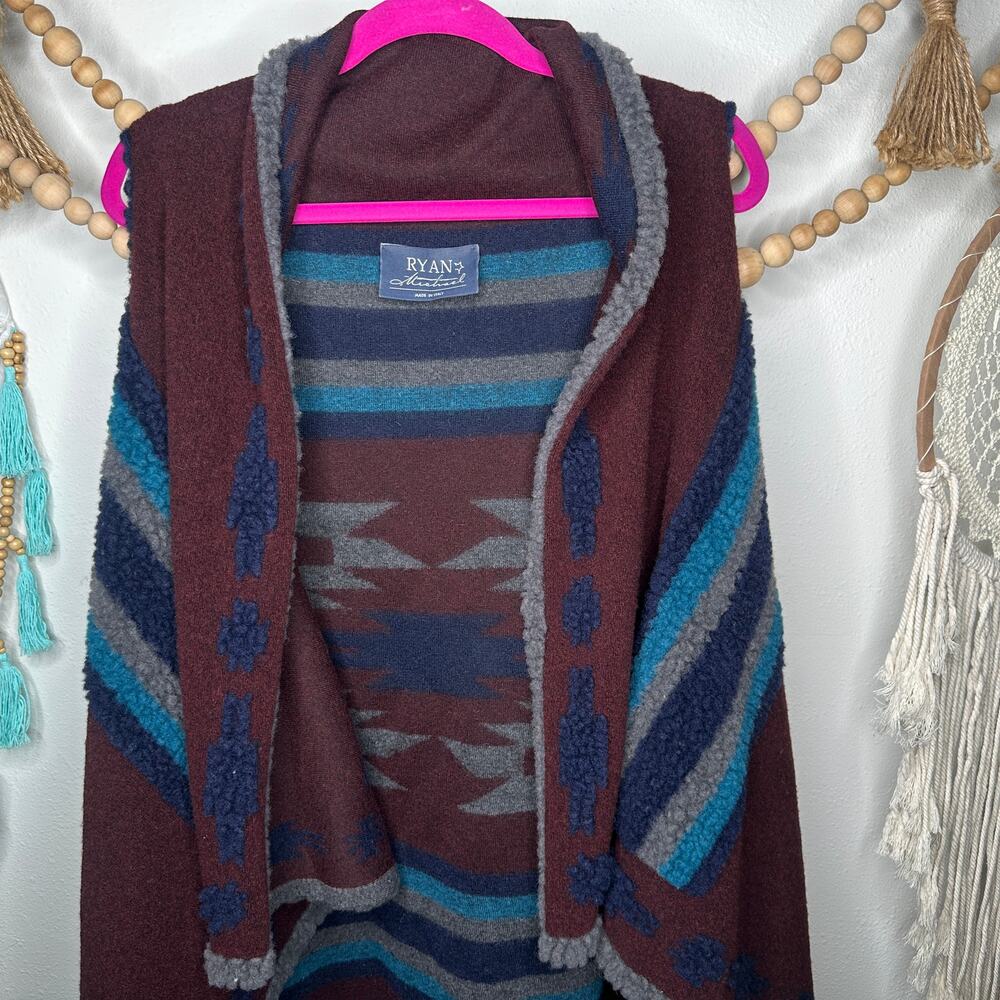 Ryan Michael Wool Blend Aztec Western Shrug Cardigan